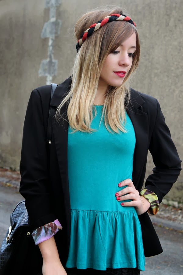 Super fun Blazer noir doublure imprimée
