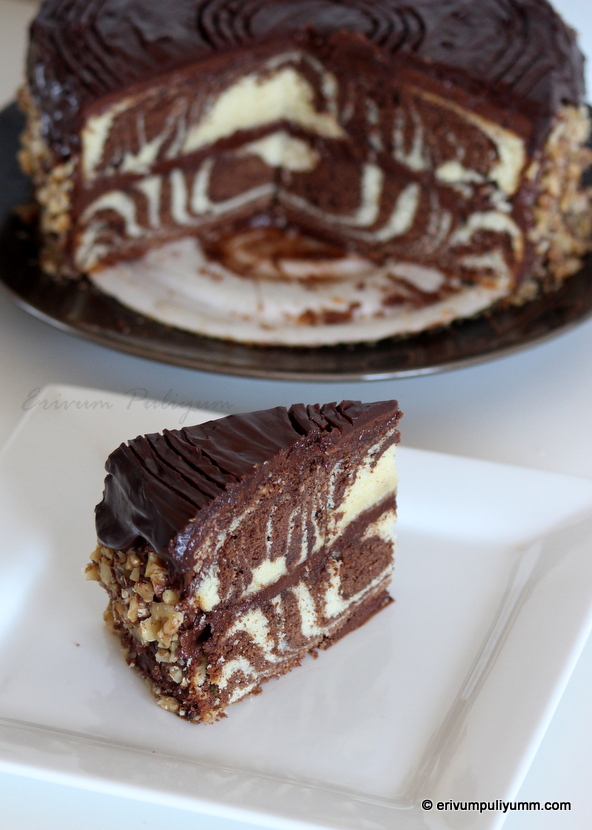 Erivum Puliyum Marble Cake with Chocolate Buttercream Frosting and