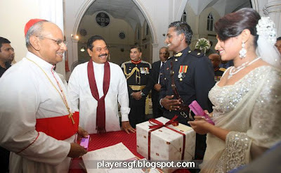 Ajantha Mendis and his wife Yoshini Mendis at President House Ajantha Mendis and his wife Yoshini Mendis at President House