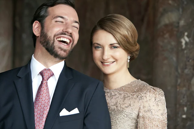 New official portraits of Hereditary Grand Duke Guillaume and Hereditary Grand Duchess Stéphanie of Luxembourg