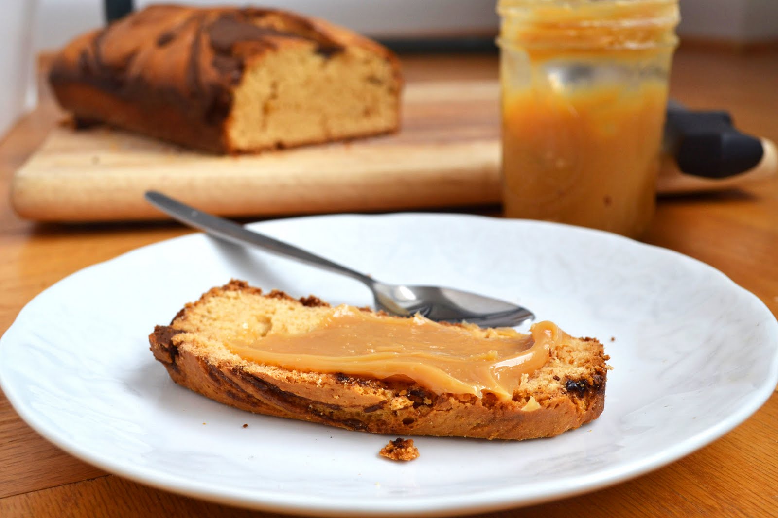 Dulce de Leche-Nutella Swirl Loaf Cake