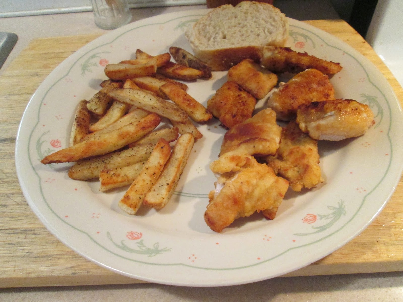 Diab2Cook Alligator Nuggets w/ Baked Fries and Baked Rustic French Bread