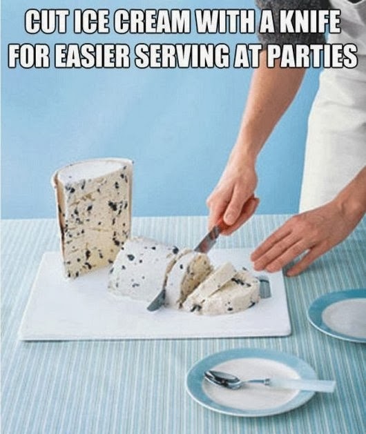 USELESS INFORMATION CUT Ice Cream for easier serving