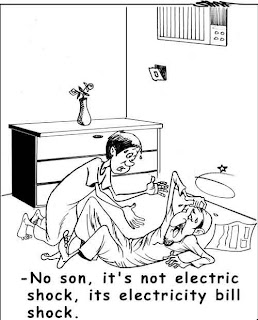Cartoon of electricity bill shock