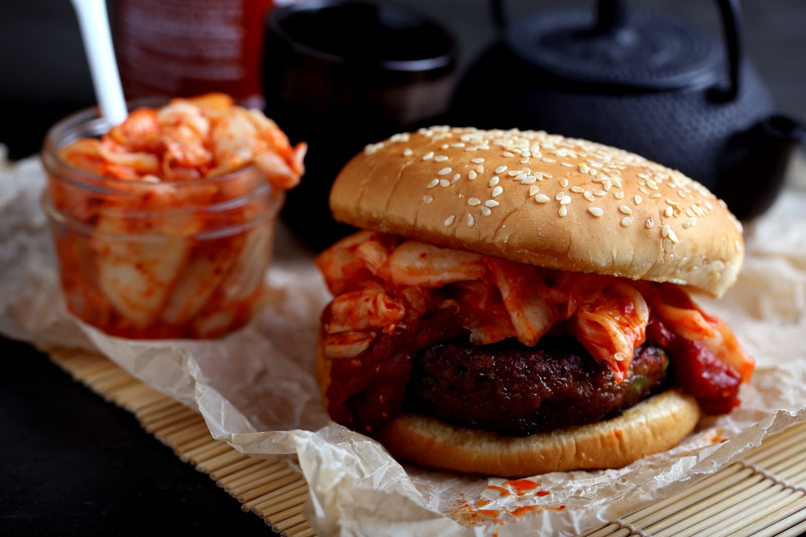 Simple Korean Kimchi BBQ Burgers