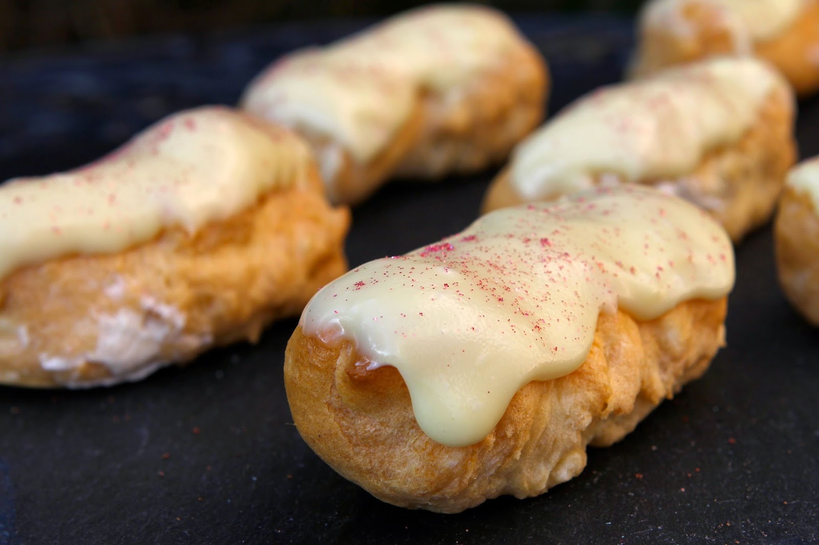 Gluten Free Alchemist Rhubarb & White Chocolate Eclairs (gluten free)