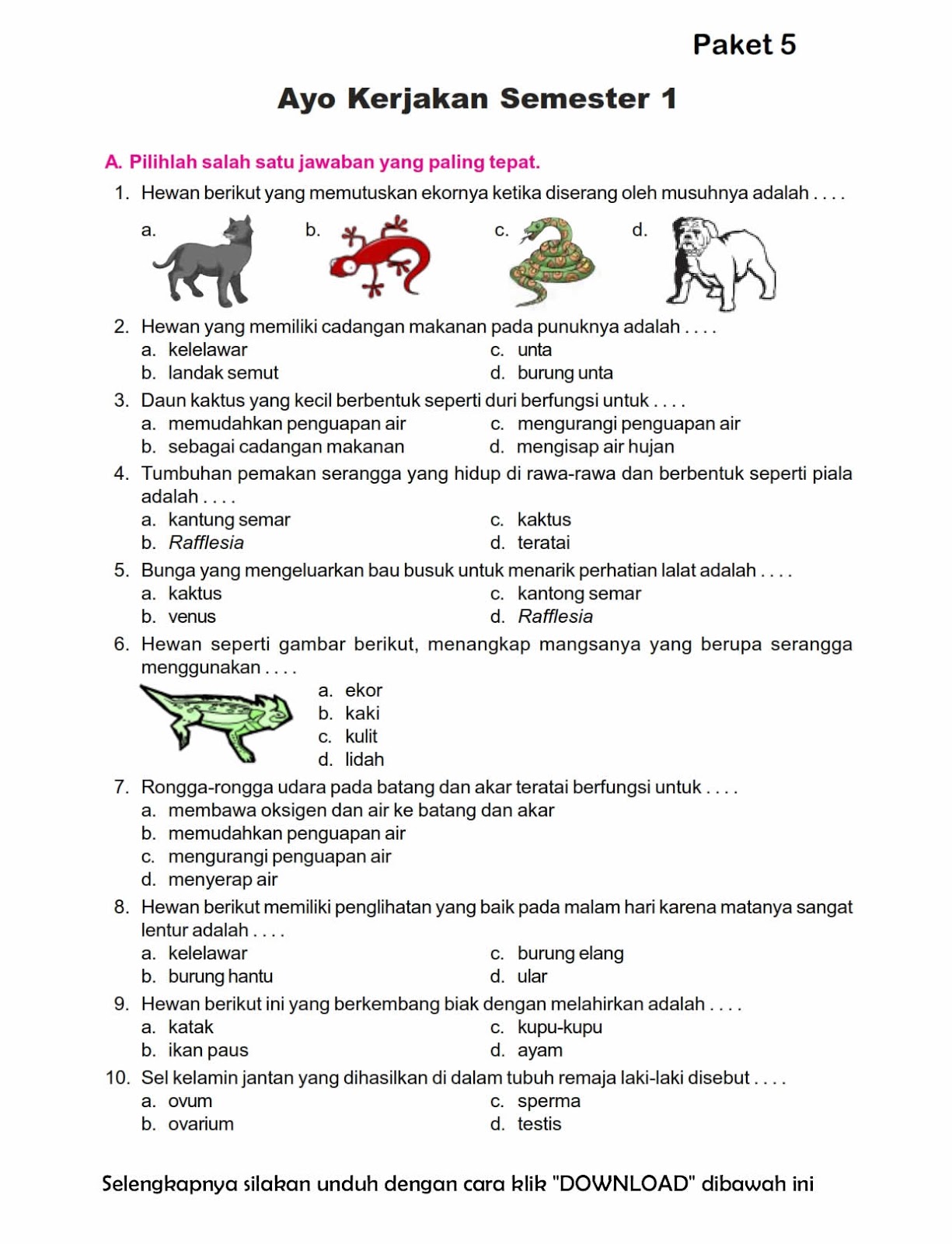 Soal Ulangan Ipa Kelas 5 Sd Semester 2