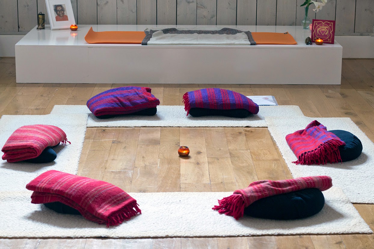 yoga mats, blankets and pillows
