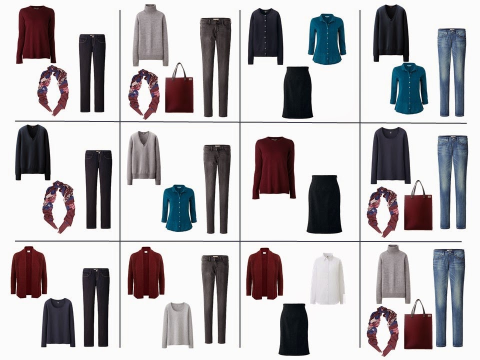 The French 5Piece Wardrobe + A Common Capsule Wardrobe Burgundy, Teal, Navy and Grey The