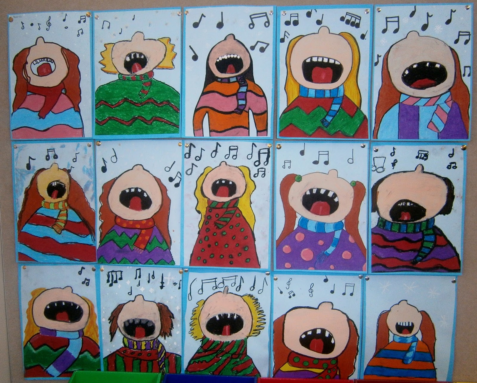 Art with Mrs Baker Grade 5 Oil Pastel Carolers