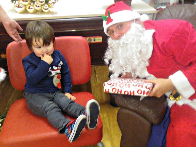 Boy Shy Meeting Father Christmas Santa Claus
