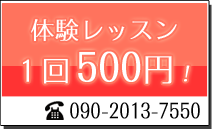 体験レッスン 初回のみ500円！