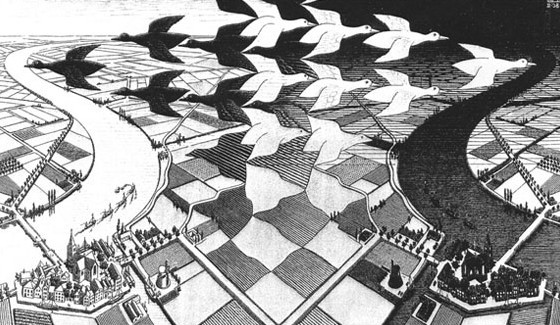 maurits cornelis escher-day and night