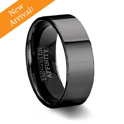 Black Tungsten Wedding Band Polished Pipe Cut Wedding Ring Black Tungsten Wedding Band Polished Pipe Cut Wedding Ring