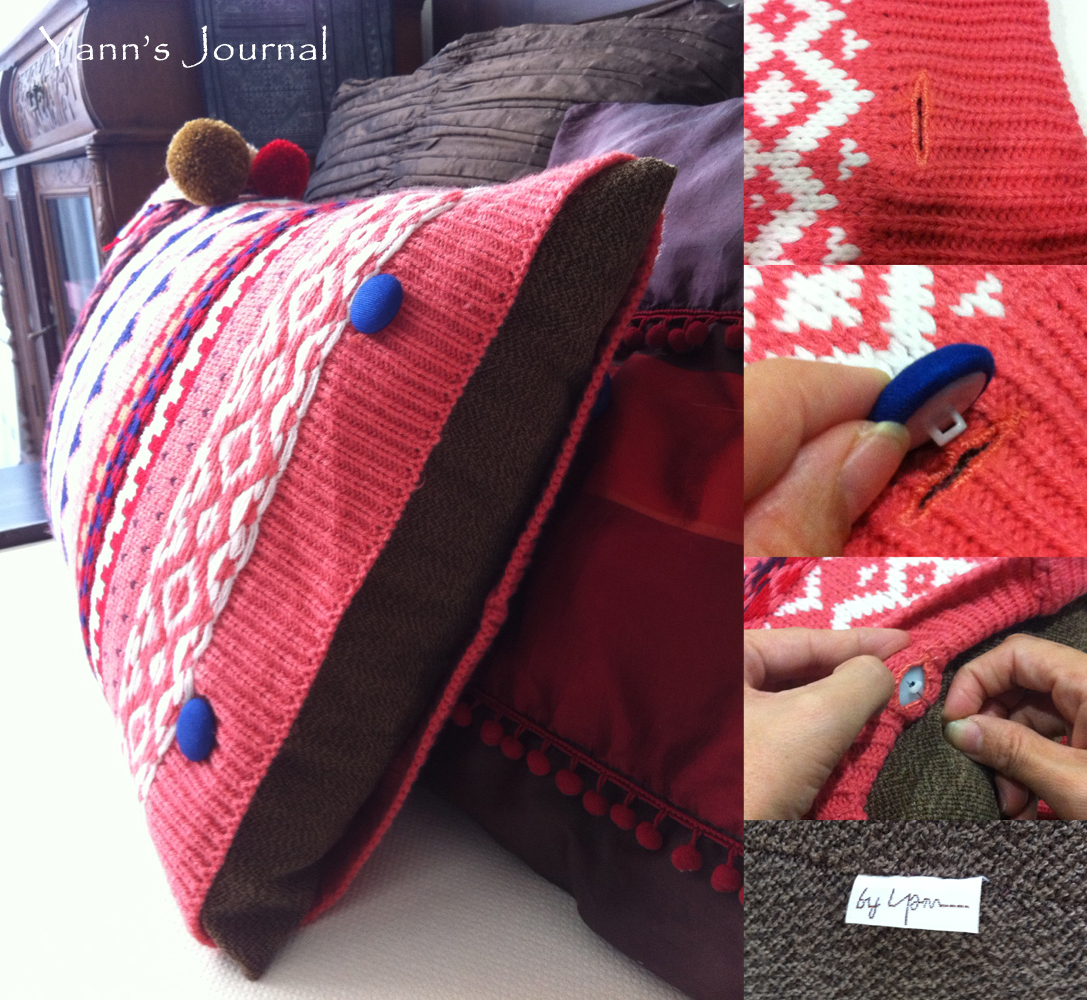 Yann's Journal Knitted Neck Warmer Refashion Into Cushion Cover