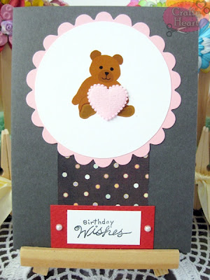 Handmade Card - Teddy Birthday Wishes in Grey