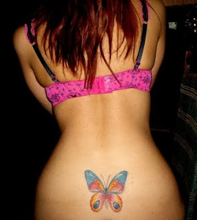 Butterfly Tattoo Design on Sexy Girls Lower back 