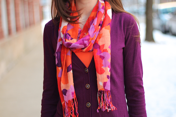 Plum, Orange, Coral Floral Scarf | StyleSidebar