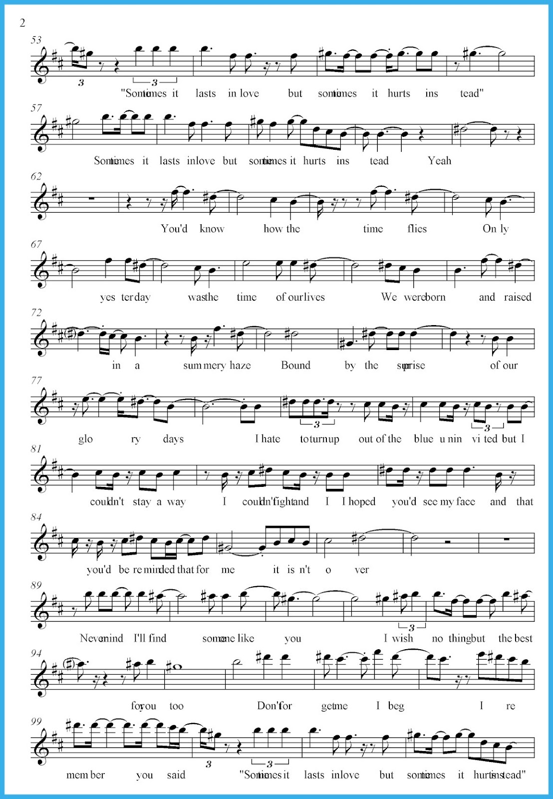 Partition flute adele someone like you