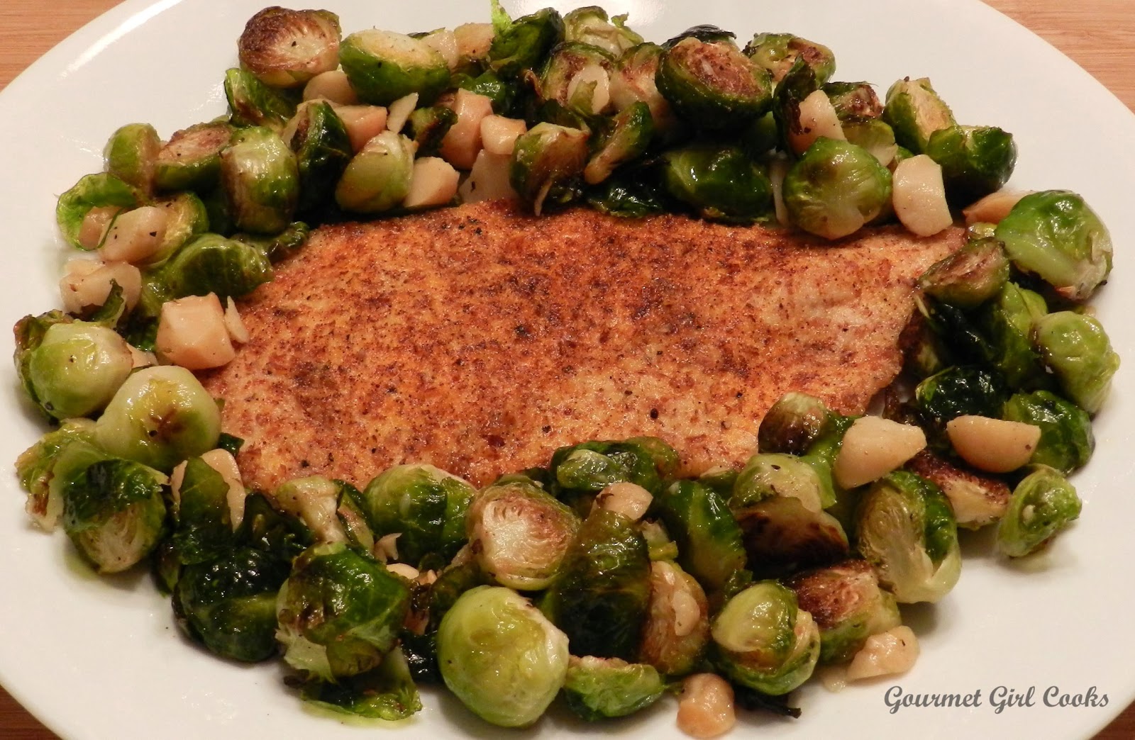 Gourmet Girl Cooks Roasted Brussels Sprouts w/ Macadamia Nuts