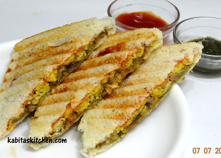 Kabita's Kitchen Egg Bhurji SandwichGrilled Egg Cheese Sandwich