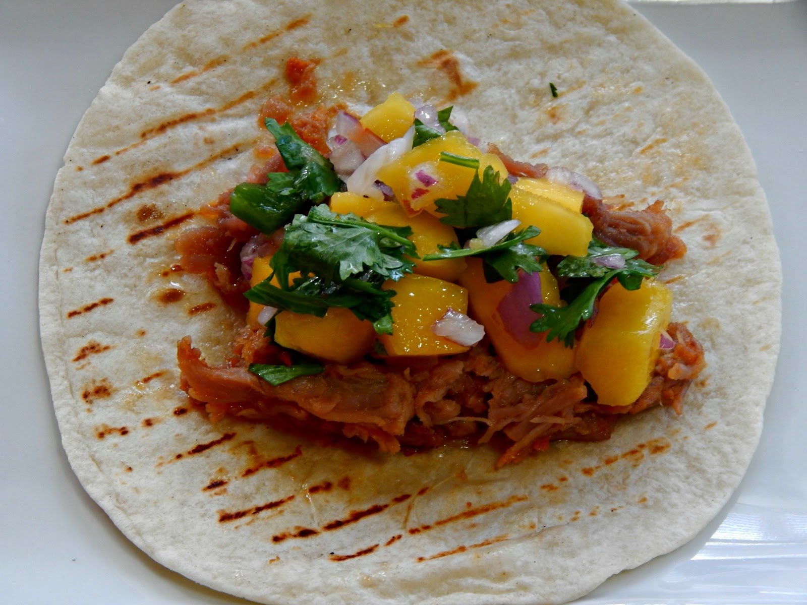 Barbeque Pulled Pork Tacos with Mango Salsa This Ole Mom