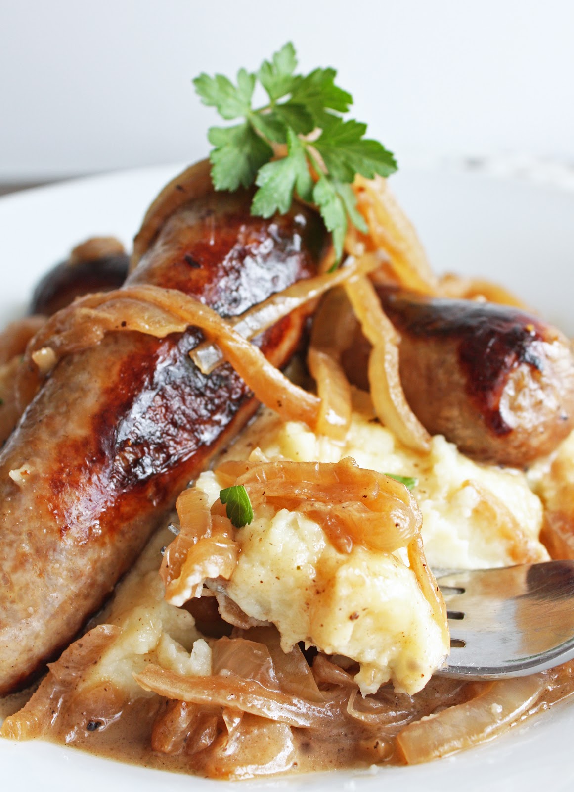 Bangers and Mash (Low Carb and Gluten Free) I Breathe I'm Hungry