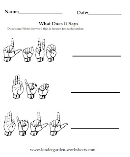 Kindergarten Worksheets: Worksheets - Sign Language