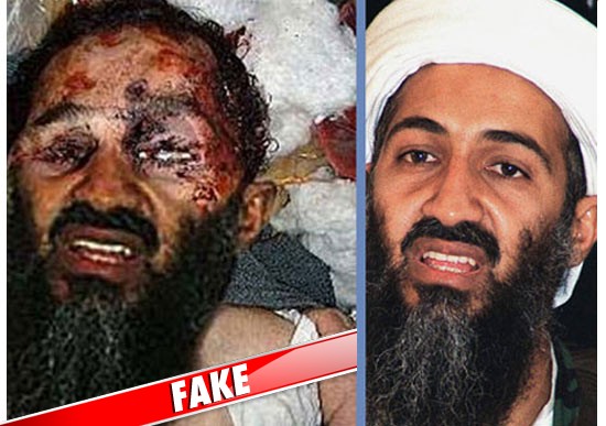 on the left is an ALTERED version of a famous photo of bin Laden