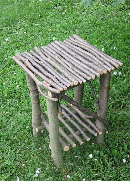 twig table with a bottom shelf