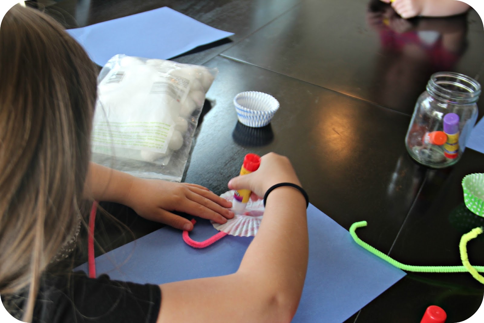 Blue Skies Ahead Cupcake Liner Umbrella Craft...and Healthy "Mud Dip