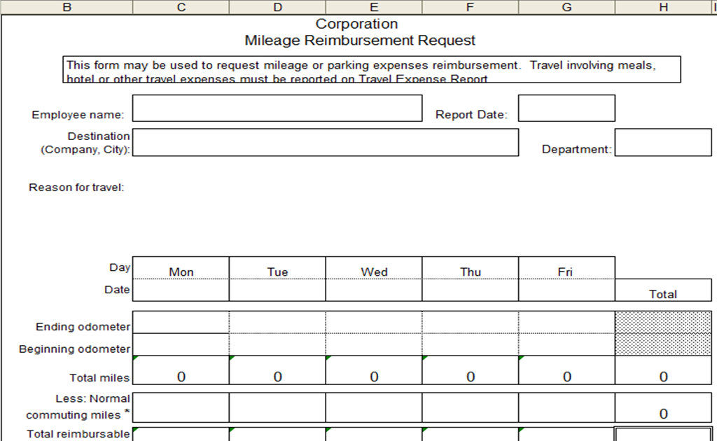 Excel Spreadsheets Help Mileage Reimbursement Template Download