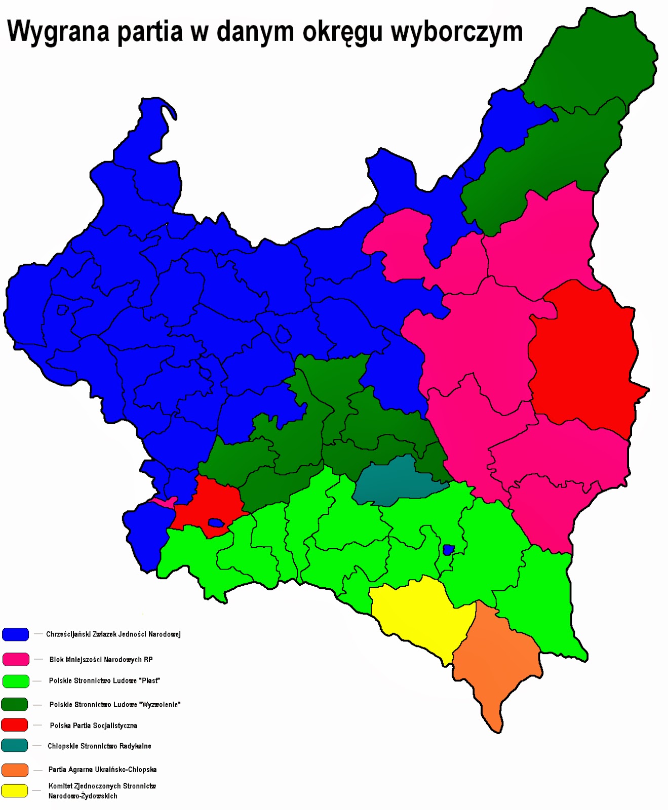1922 Polish Parliamentary elections Winners by constituency[1319x1600