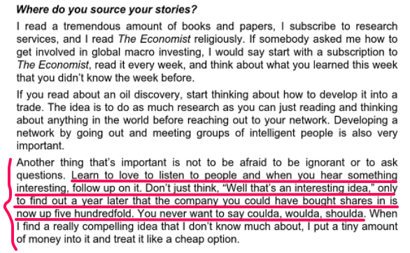 Jim Leitner, hedge fund manager: "Follow up on your investing ideas" Jim Leitner Falcon hedge fund manager quote investing