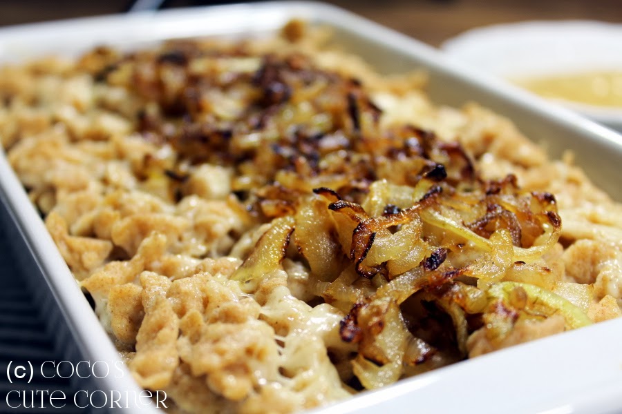 Quark Spaetzle with Cheese and Caramelized Onions