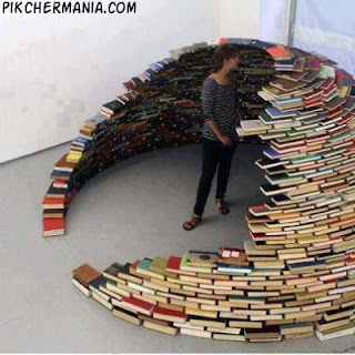 igloo made of books