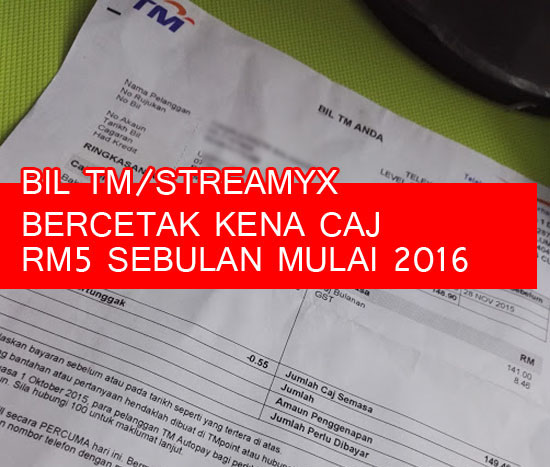 Bil Bercetak TM-Streamyx Dicaj RM5 Sebulan Mulai 2016 Bil Bercetak TM-Streamyx Dicaj RM5 Sebulan Mulai 2016
