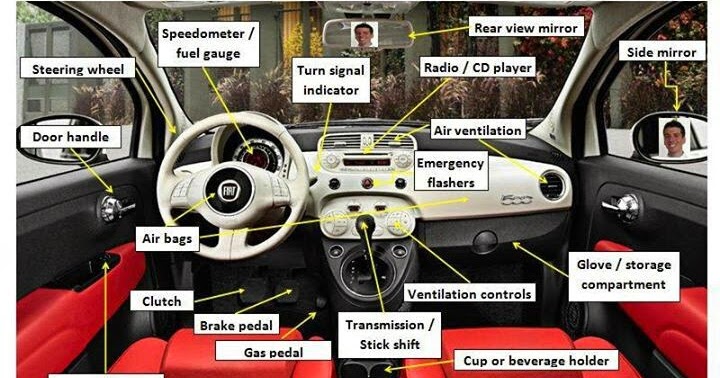 Vocabulary / Anatomy / Parts of Car's Interior | Interior Design and
