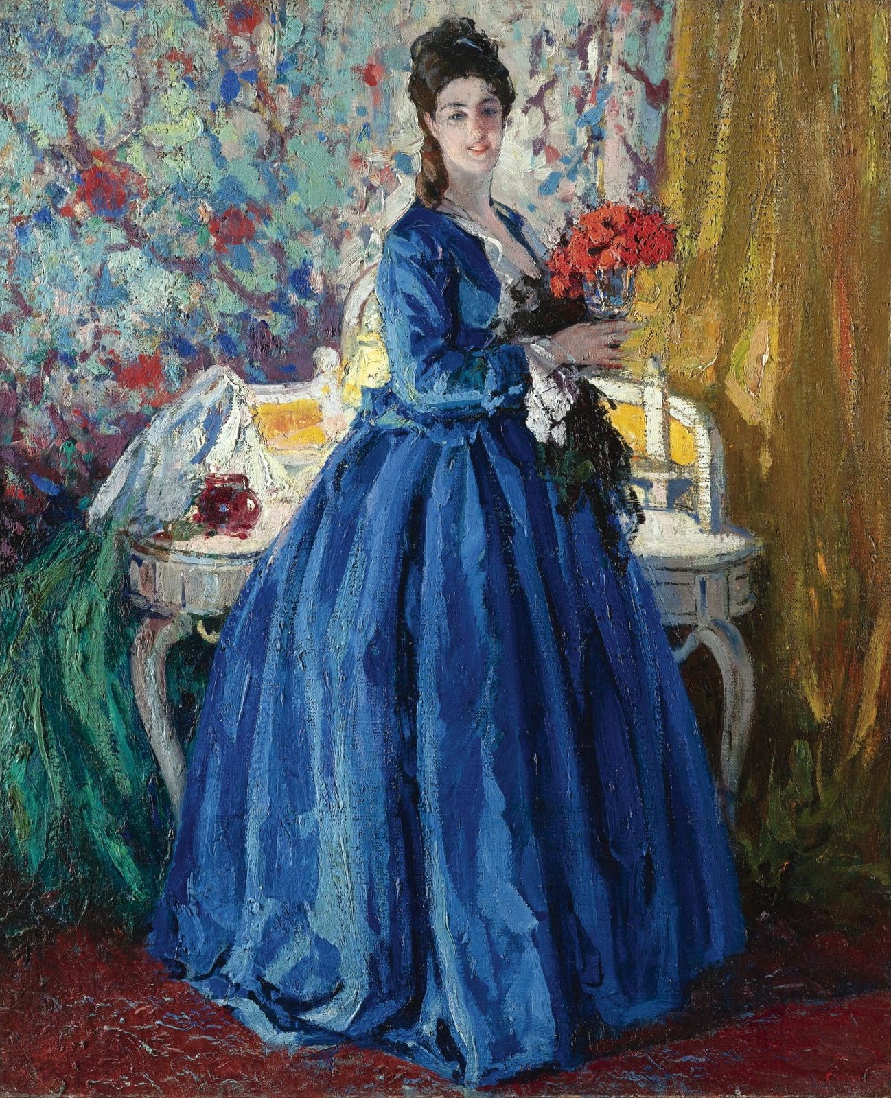 Дамочка в синем платье