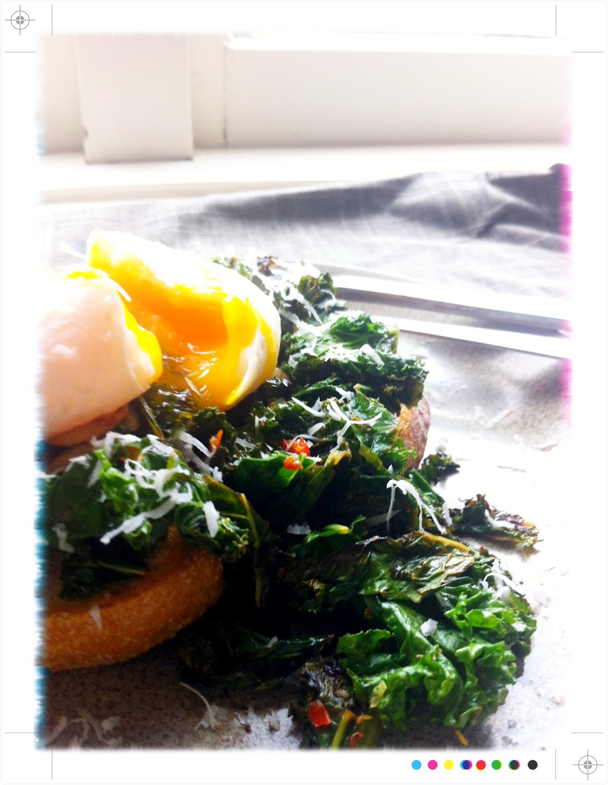 Toast Sauteed Kale with Poached Egg