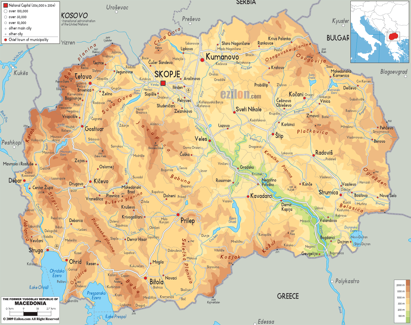 MACEDONIA GEOGRAPHICAL MAPS OF MACEDONIA