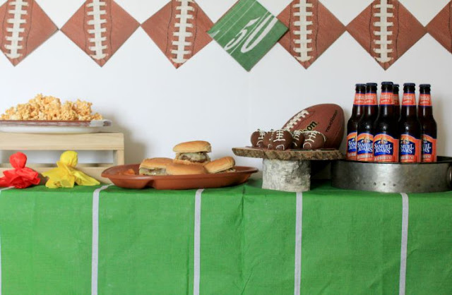 Simple Football Table Ideas. Setting up a cute table for football games can be so easy and simple with just a few themed touches!