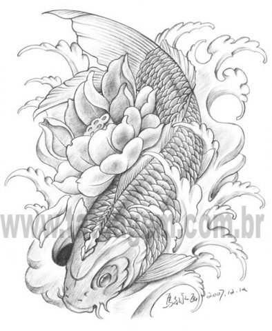 prince tattoo carpas com flores e fundos