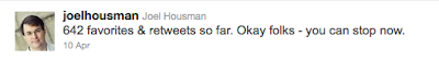Housman tweet: 642 favorites & retweets so far. Okay, folks - you can stop now.