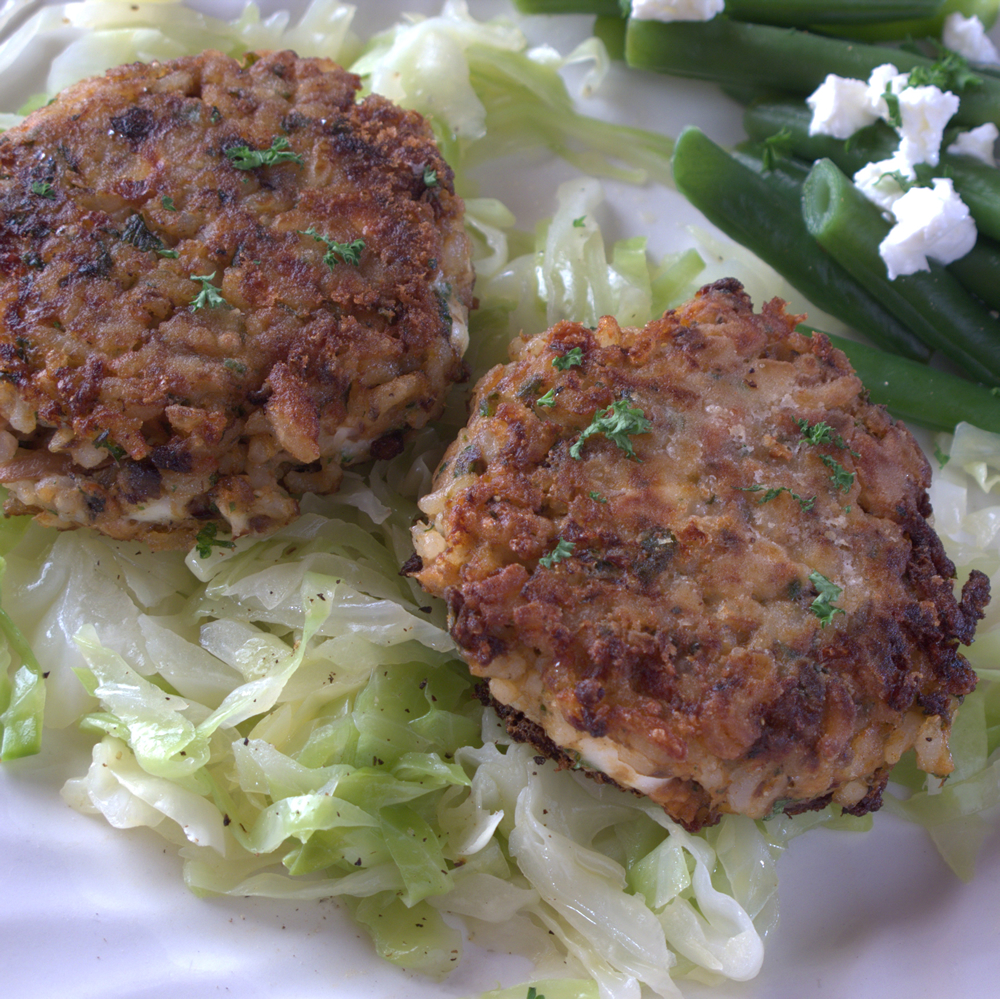 Food & Family Creamy feta fish cakes on buttered cabbage