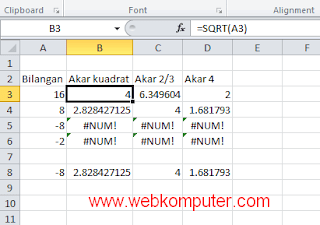 Menggunakan rumus akar pada excel (fungsi akar kuadrat excel 2010) ~ IT