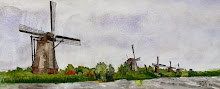 Aquarel van Kinderdijk Krimpen aan den Lek