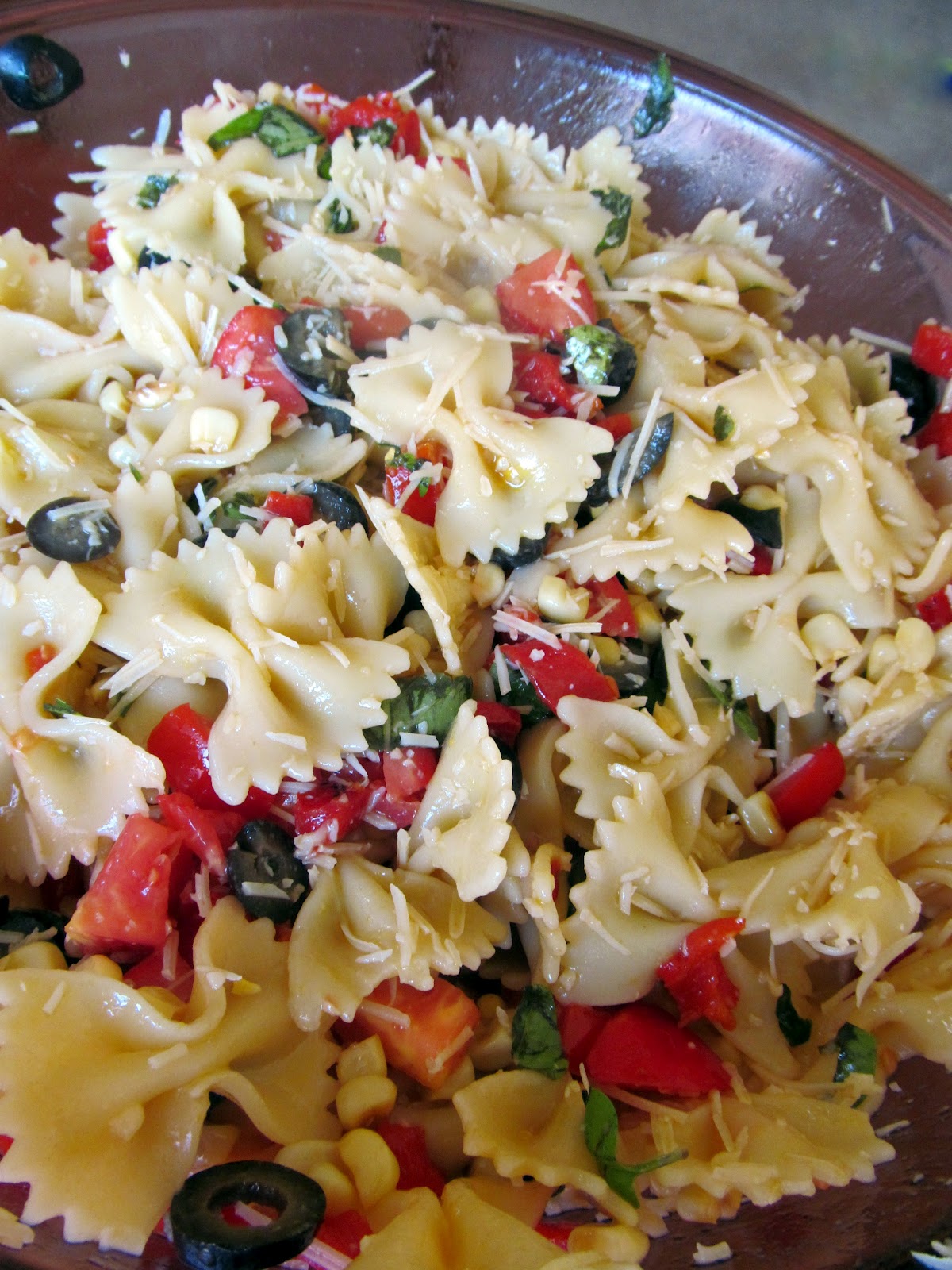 Think, Love, Sleep, Dine Pasta Salad with Roasted Corn and Olives
