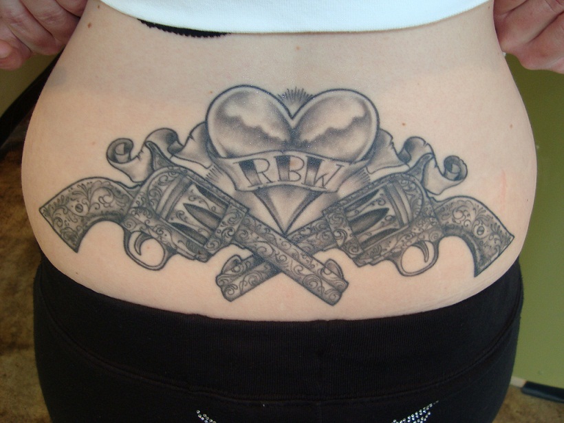 guns-tattoos-on-girlaposs-both-hands-and-gun-tattoo-hip-o-f ...