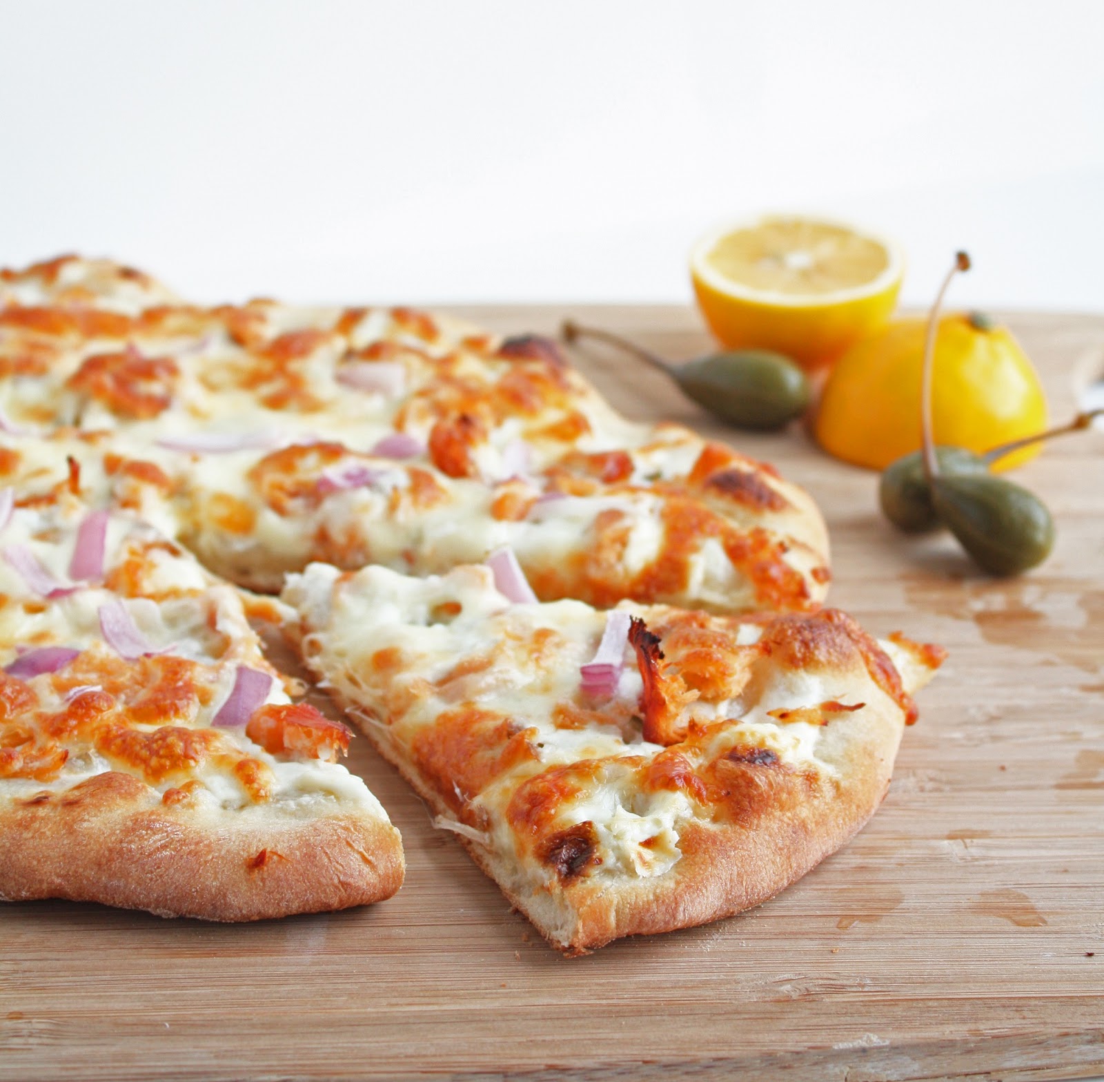 Smoked Salmon Pizza w/ Red Onion & Capers I Breathe I'm Hungry